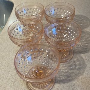 Vintage Anchor Hocking 1930s depression pink sherbet cups set of 5 excel cond